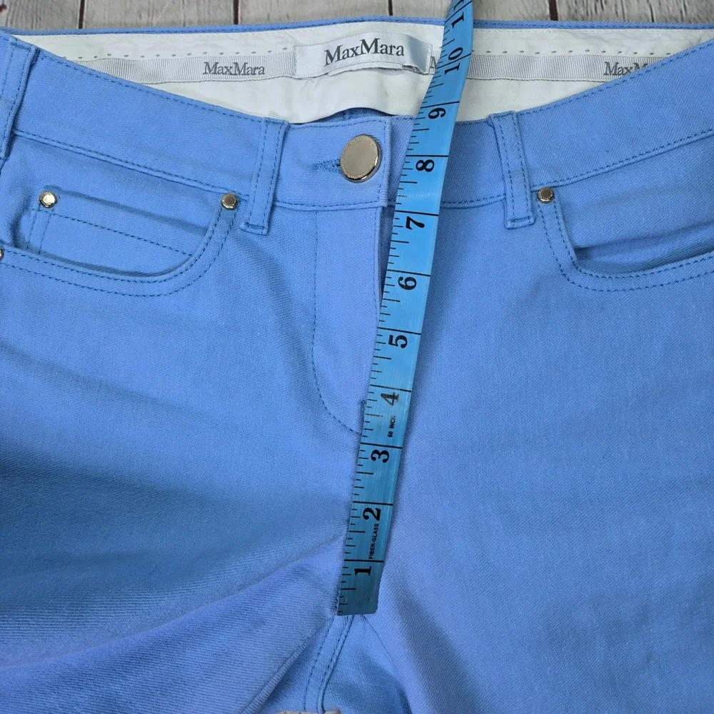 MaxMara Light Blue Slim Fit Tapered Ankle Denim Pants Designer‎ Luxury Trousers